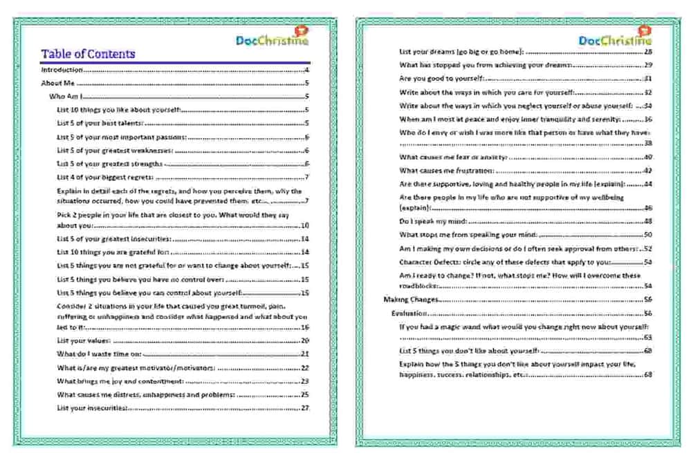 creating inner peace workbook table of contents small for web
